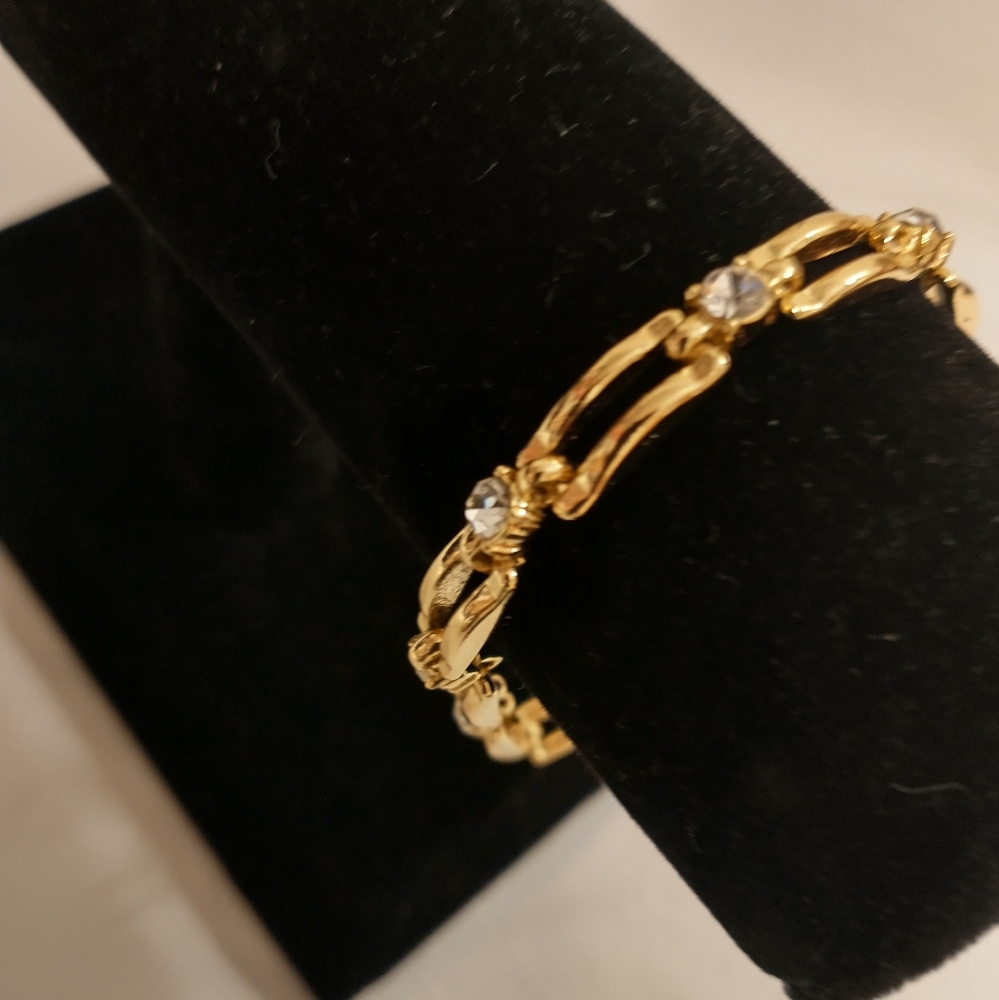 Cubic Zirconia Crystal Box Link Bracelet 7.5'